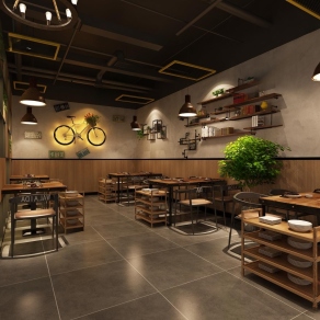 工业风火锅店3D模型下载